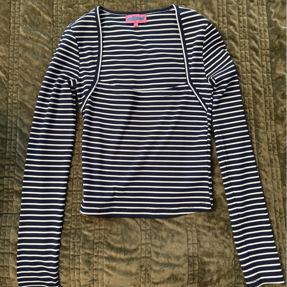 Edikted Navy and White Striped Top